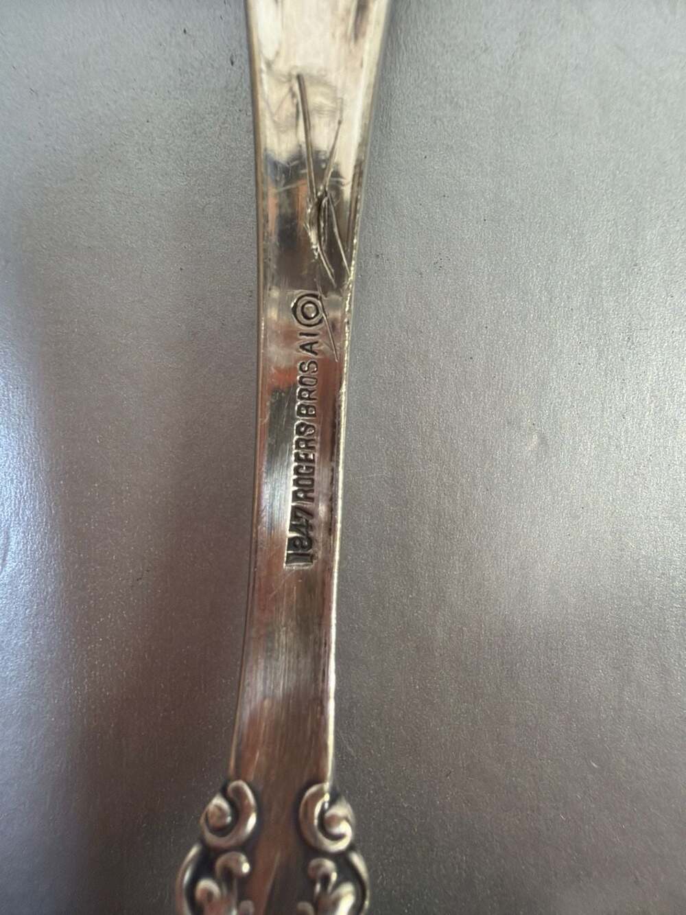 1847 Rogers Bros Avon Pattern Silverplate Berry Serving Spoon 9" - Picture 3 of 6